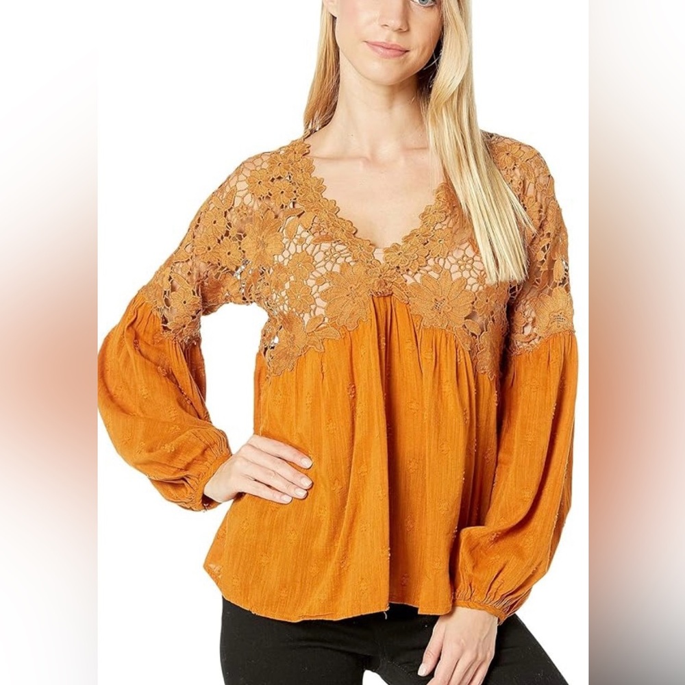 FREE PEOPLE  Lina Lace Top Bronze